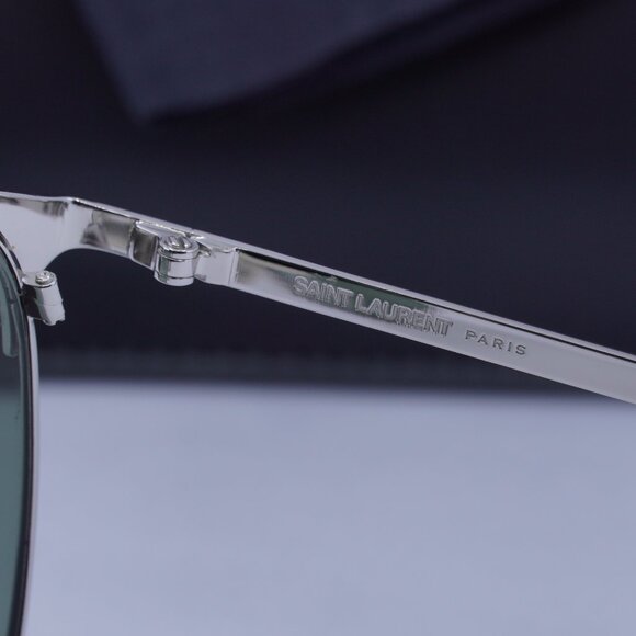 Saint Laurent SL279 004 Aviator Sunglasses - Silver/Green - Picture 8 of 9